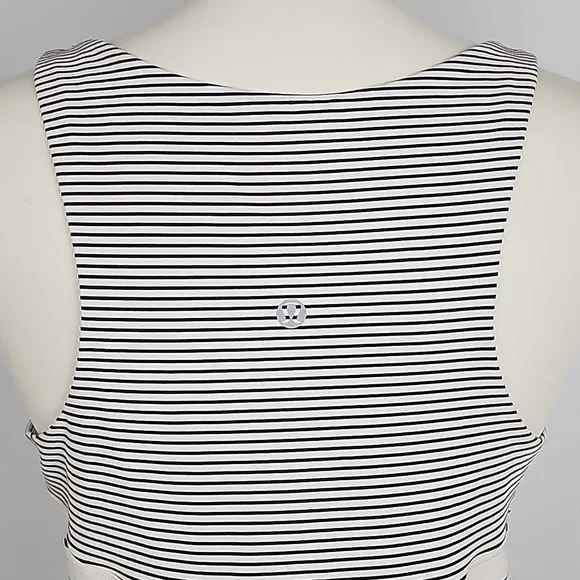 Lululemon Women's Racerback White Black Pin Striped Tank Top Stretch Size 6/8 - Picture 4 of 12